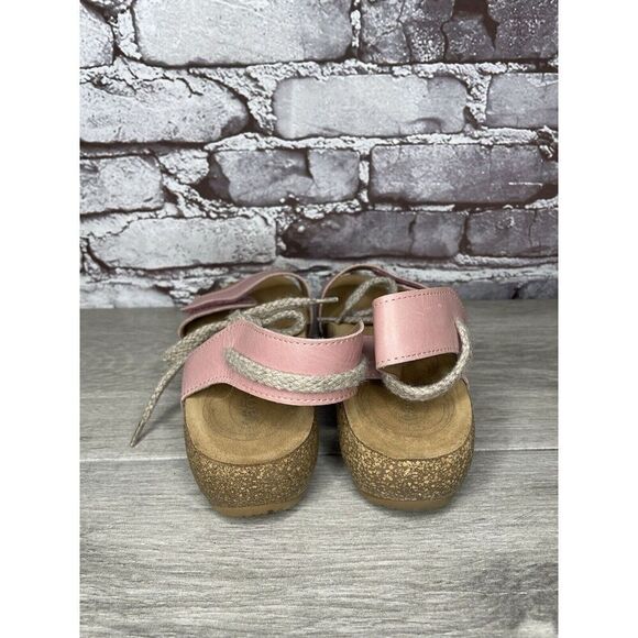 TAOS Pink Leather Ankle Lace Strap Cork Wedge Sandals Women Sz 40EU/9.5M US - Picture 5 of 16